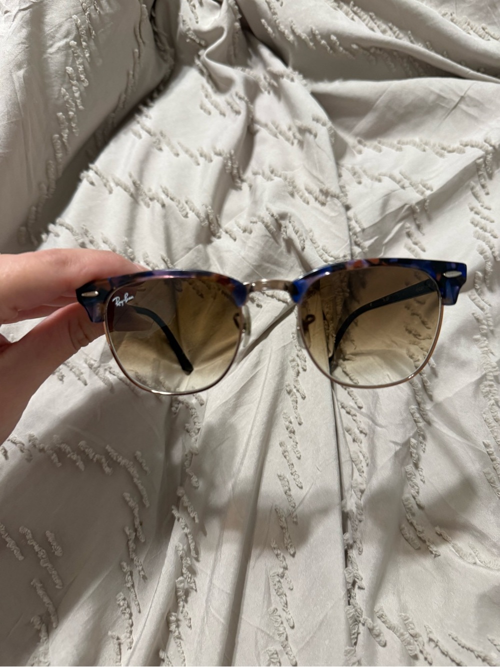 Ray-Ban Clubmaster Fleck Sunglasses in Tortoise Blue with Brown Gradient Lenses
